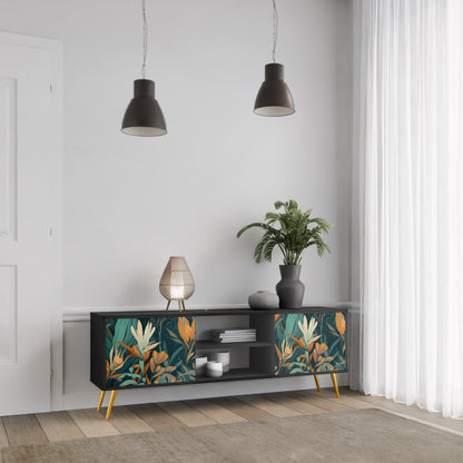 FLORAL SERENITY 2-dörrars TV-bänk i svart finish