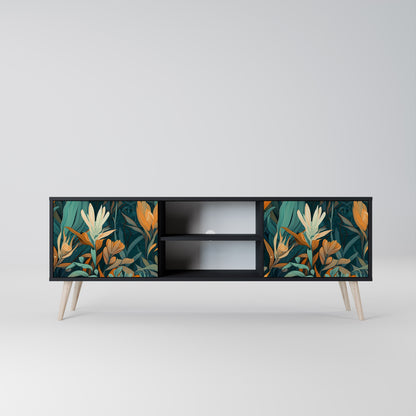 FLORAL SERENITY 2-dörrars TV-bänk i svart finish