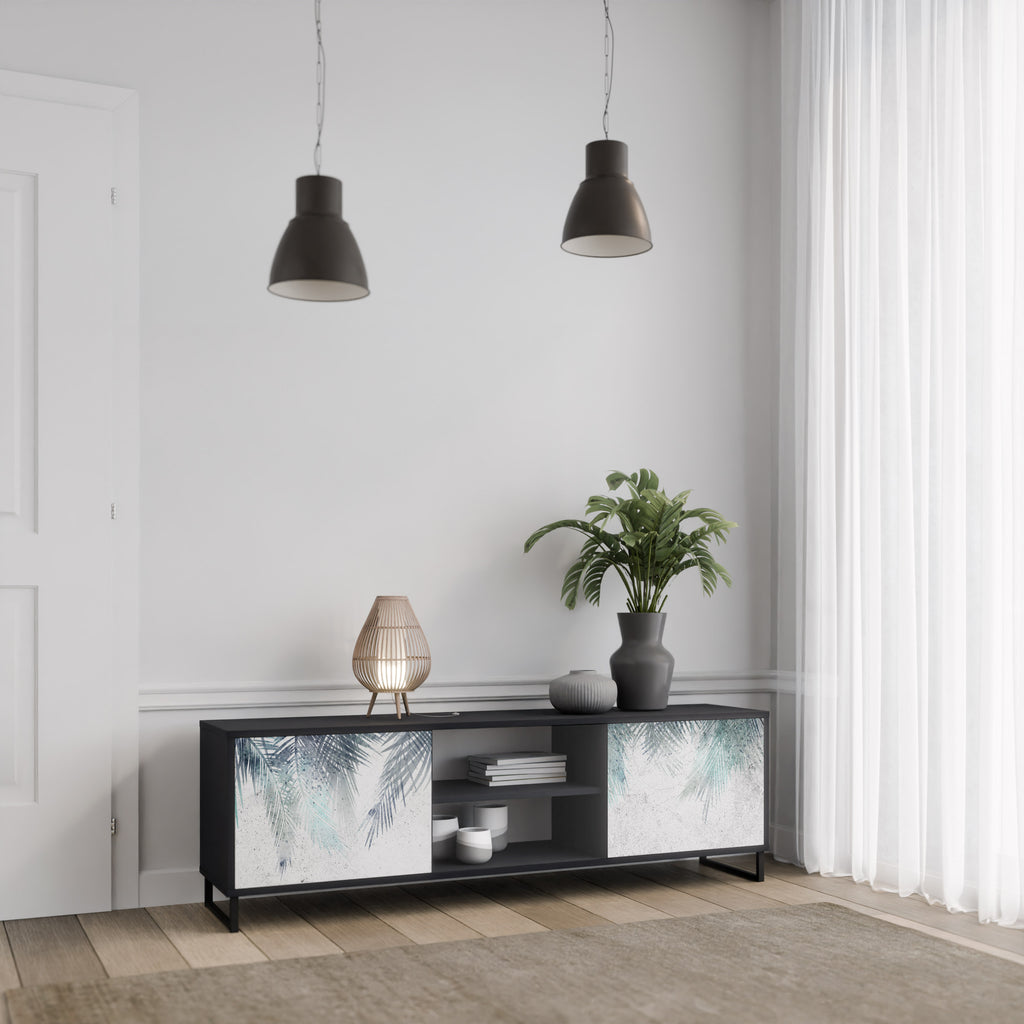 PALM VEIL 2-dörrars TV-bänk i svart finish
