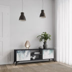 PALM VEIL 2-Door TV Stand in Black Finish