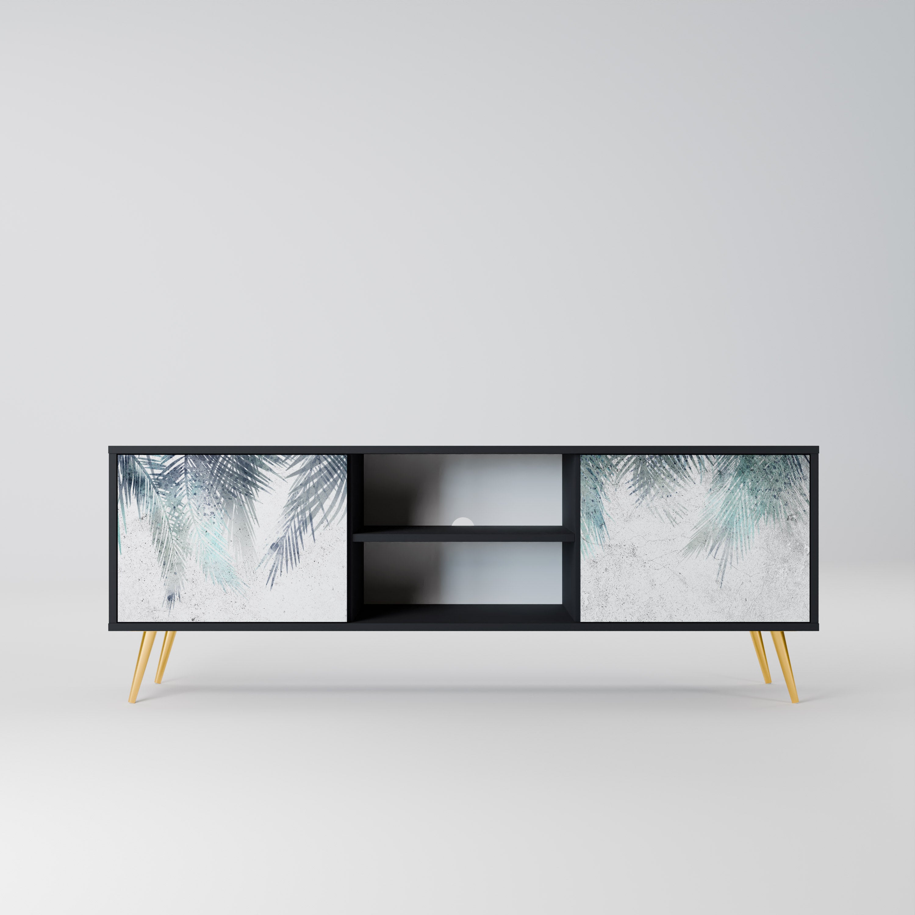 PALM VEIL 2-dörrars TV-bänk i svart finish