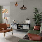 PALM VEIL 2-Door TV Stand in Black Finish