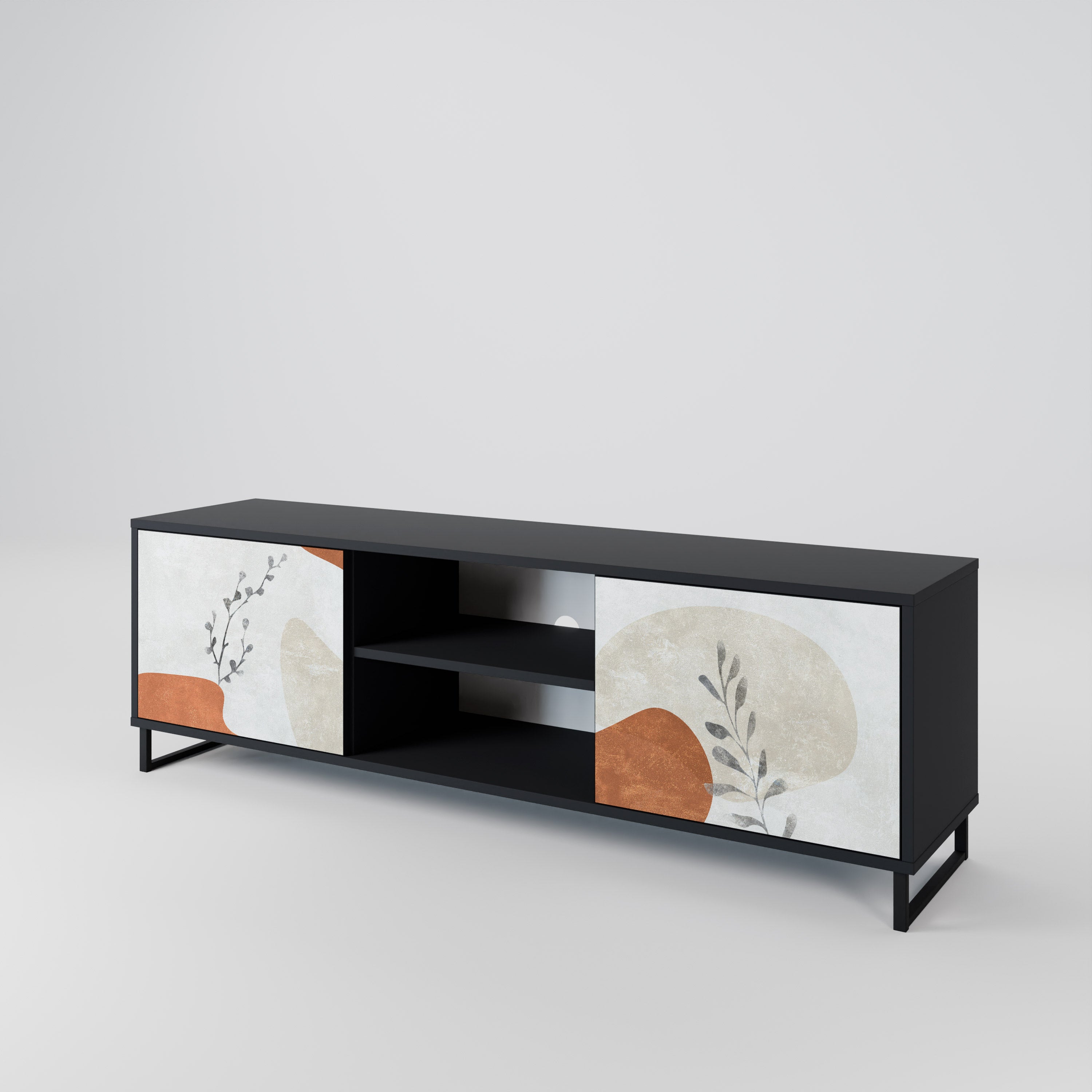 TRANQUIL TWIG 2-dörrars TV-bänk i svart finish