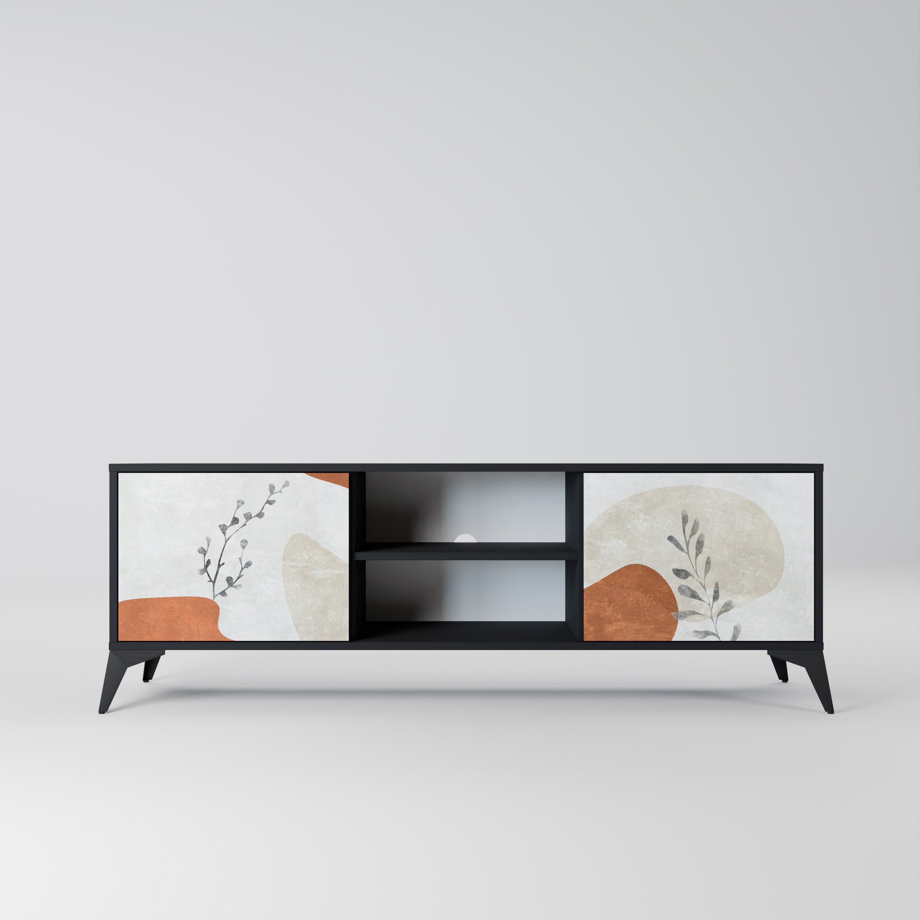 TRANQUIL TWIG 2-dörrars TV-bänk i svart finish
