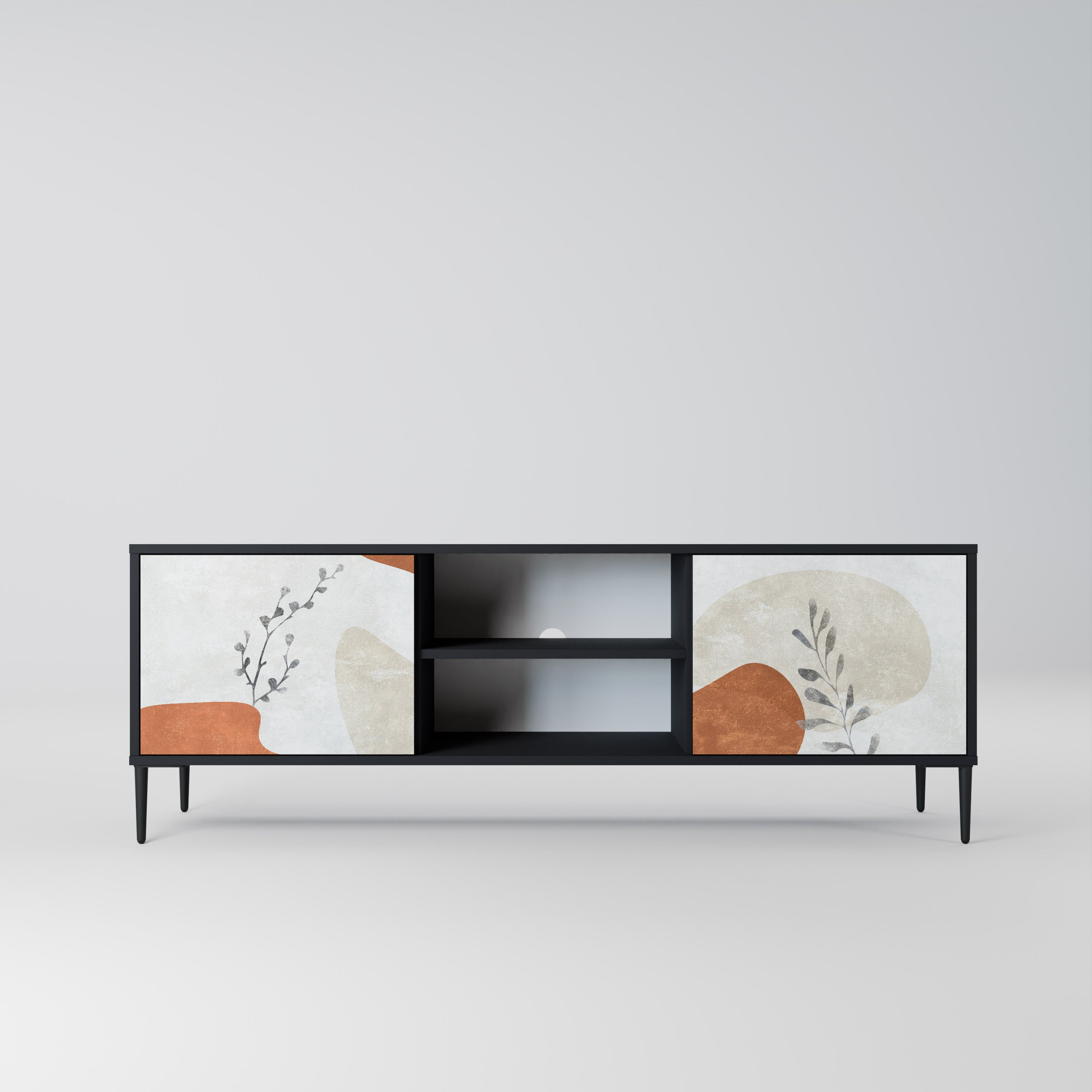 TRANQUIL TWIG 2-dörrars TV-bänk i svart finish