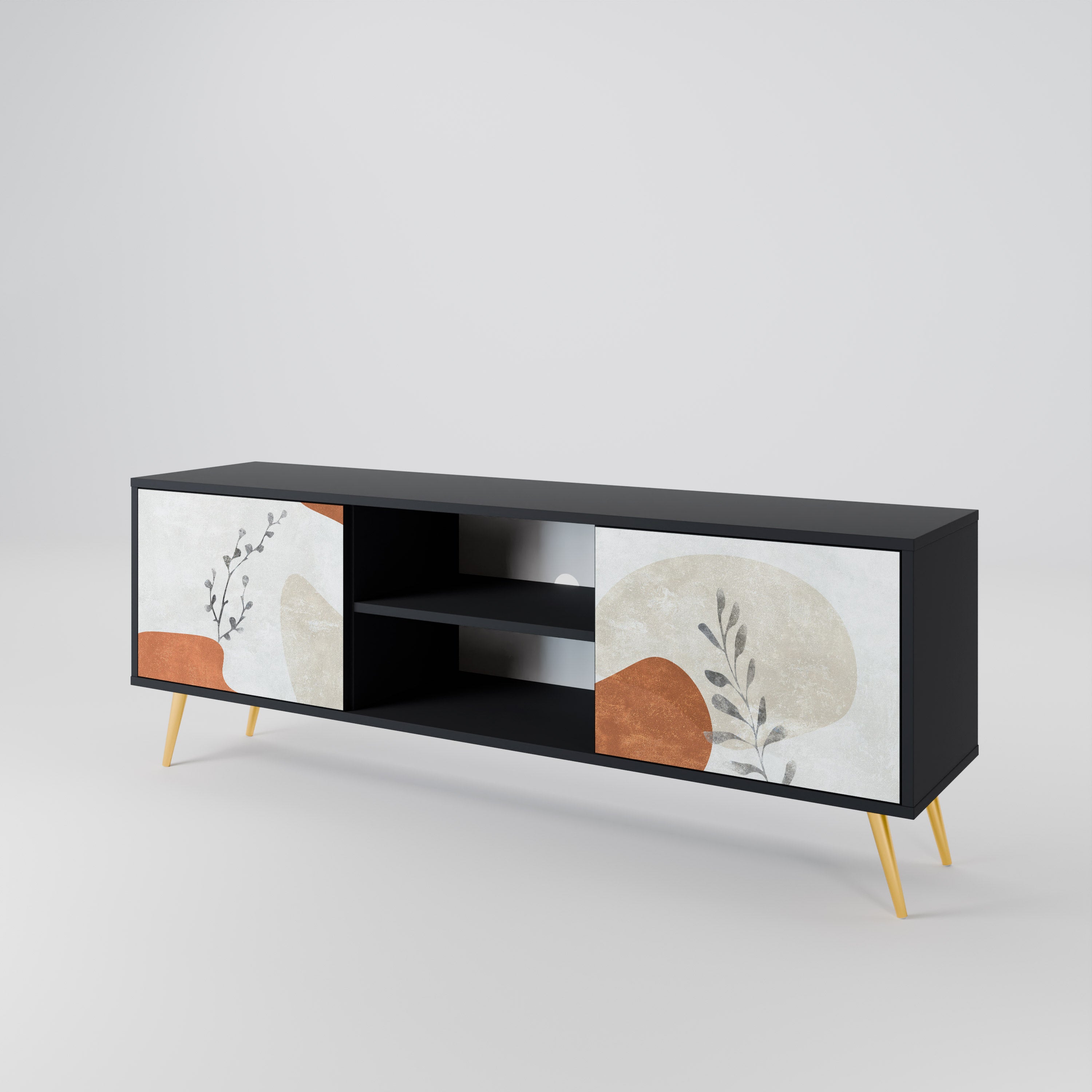 TRANQUIL TWIG 2-dörrars TV-bänk i svart finish