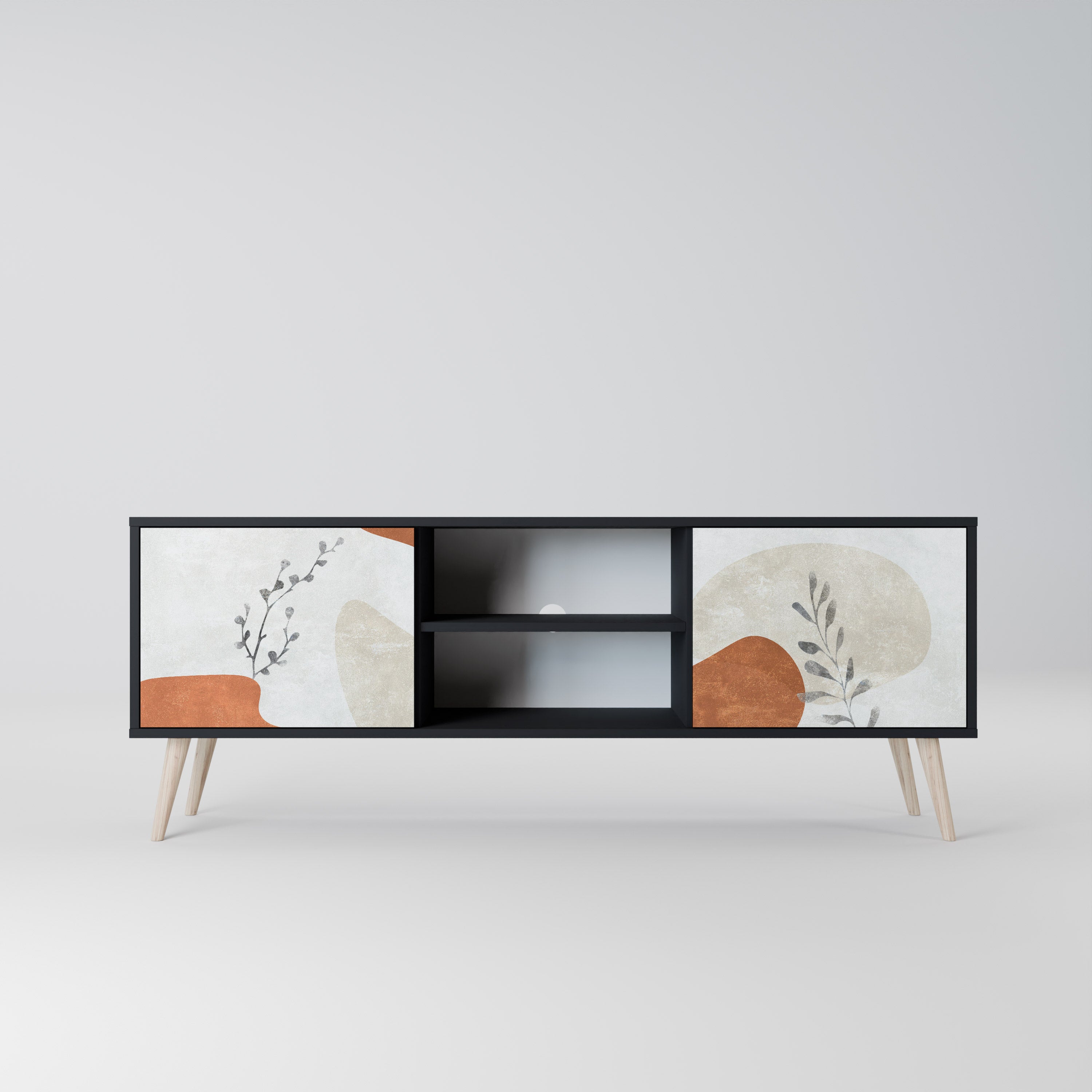 TRANQUIL TWIG 2-dörrars TV-bänk i svart finish