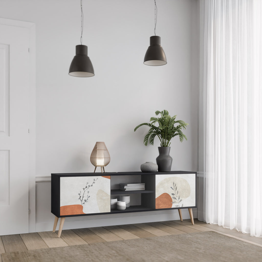 TRANQUIL TWIG 2-dörrars TV-bänk i svart finish