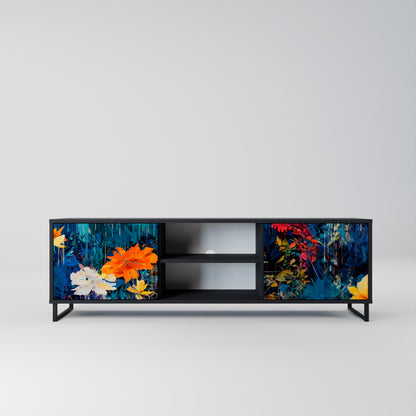 MIDNIGHT BLOSSOM 2-dörrars TV-bänk i svart finish