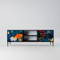 MIDNIGHT BLOSSOM 2-Door TV Stand in Black Finish