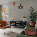 MIDNIGHT BLOSSOM 2-Door TV Stand in Black Finish