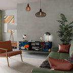 MIDNIGHT BLOSSOM 2-Door TV Stand in Black Finish