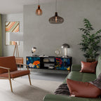 MIDNIGHT BLOSSOM 2-Door TV Stand in Black Finish