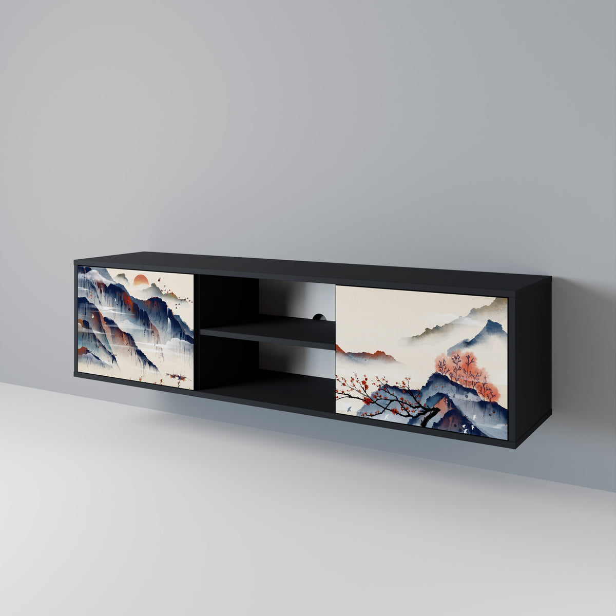 JAPANESE LANDSCAPE TV-bänk med två dörrar