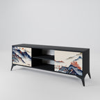 JAPANESE LANDSCAPE 2-Door TV Stand in Black Finish