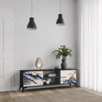 JAPANESE LANDSCAPE 2-Door TV Stand in Black Finish