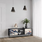 JAPANESE LANDSCAPE 2-Door TV Stand in Black Finish