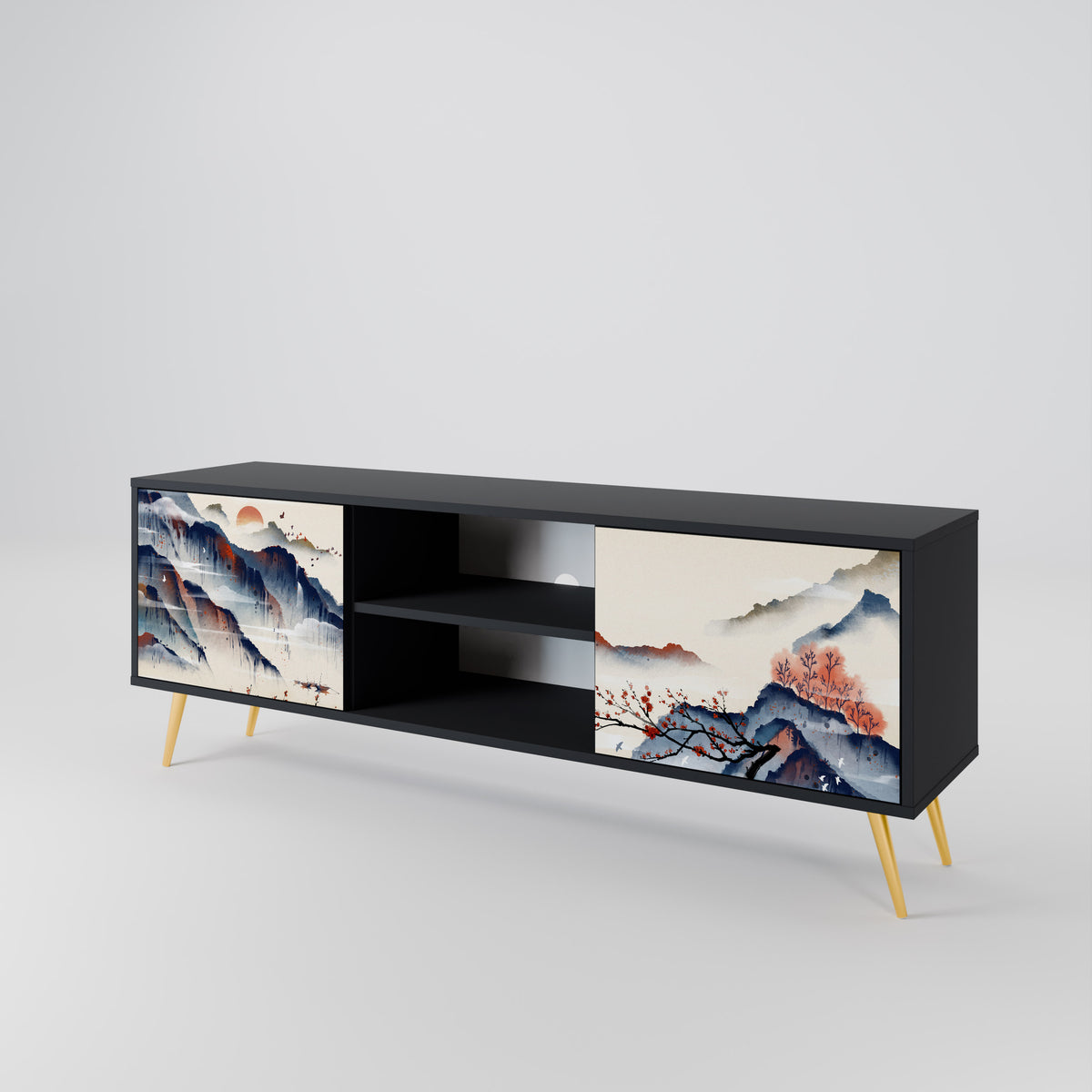 JAPANESE LANDSCAPE TV-bänk med två dörrar