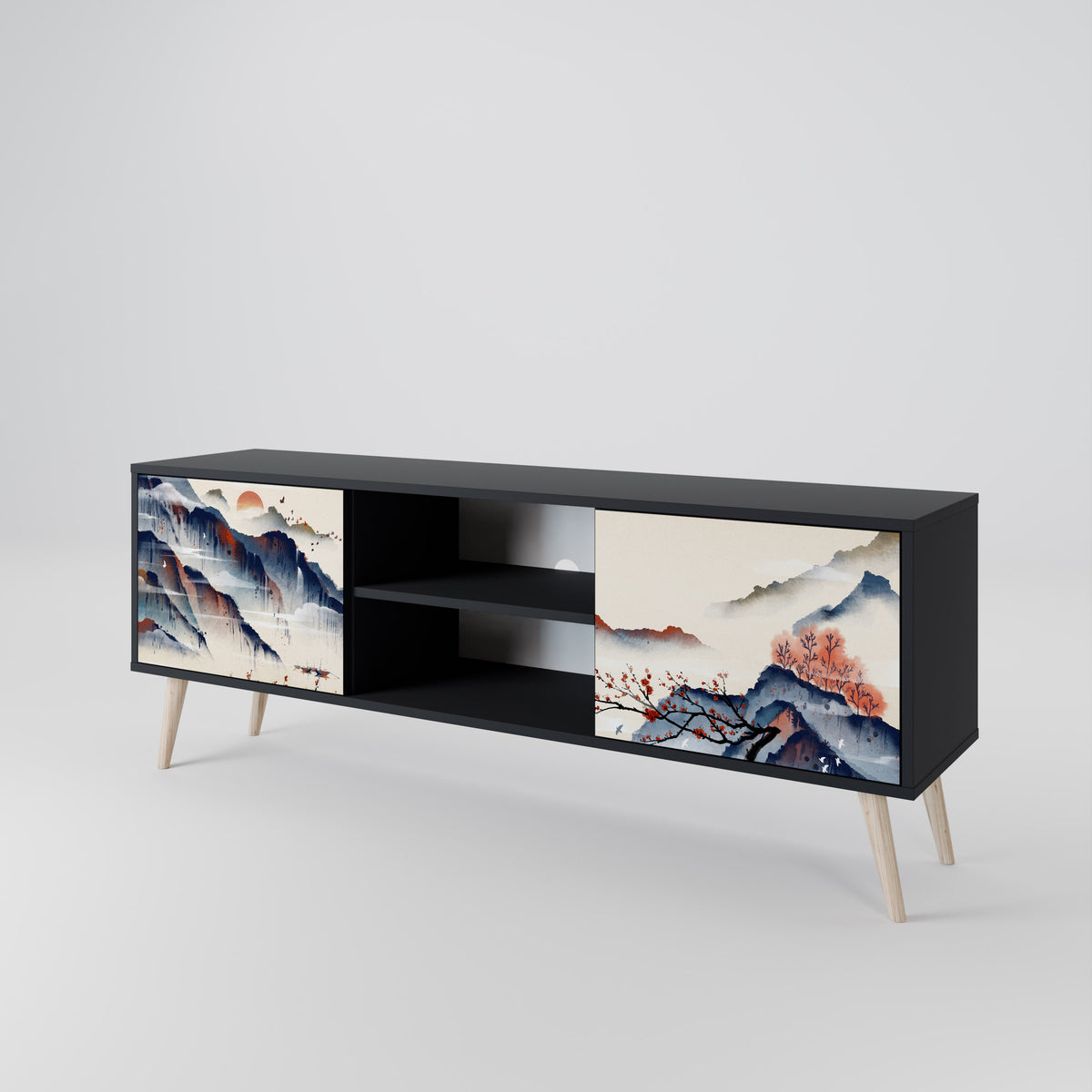 JAPANESE LANDSCAPE TV-bänk med två dörrar