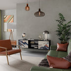 JAPANESE LANDSCAPE 2-Door TV Stand in Black Finish