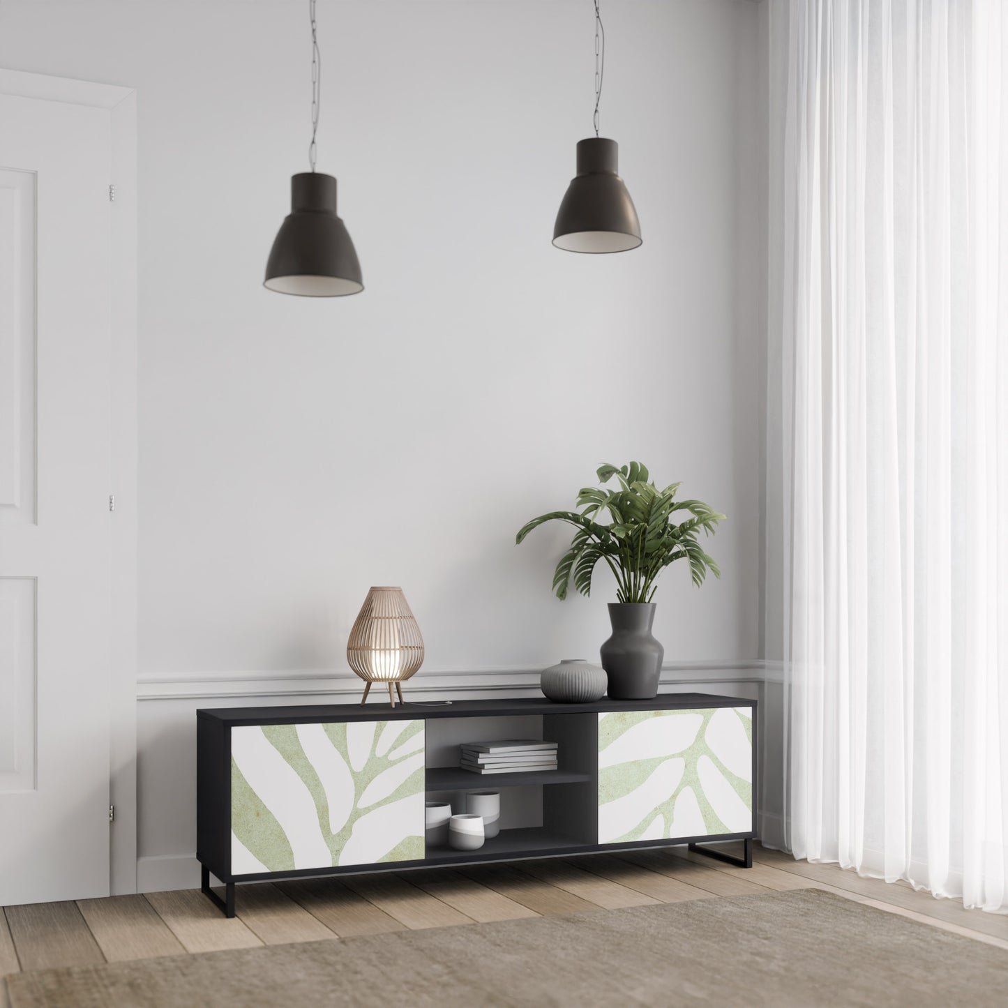 BOTANICAL SPARK 2-dörrars TV-bänk i svart finish
