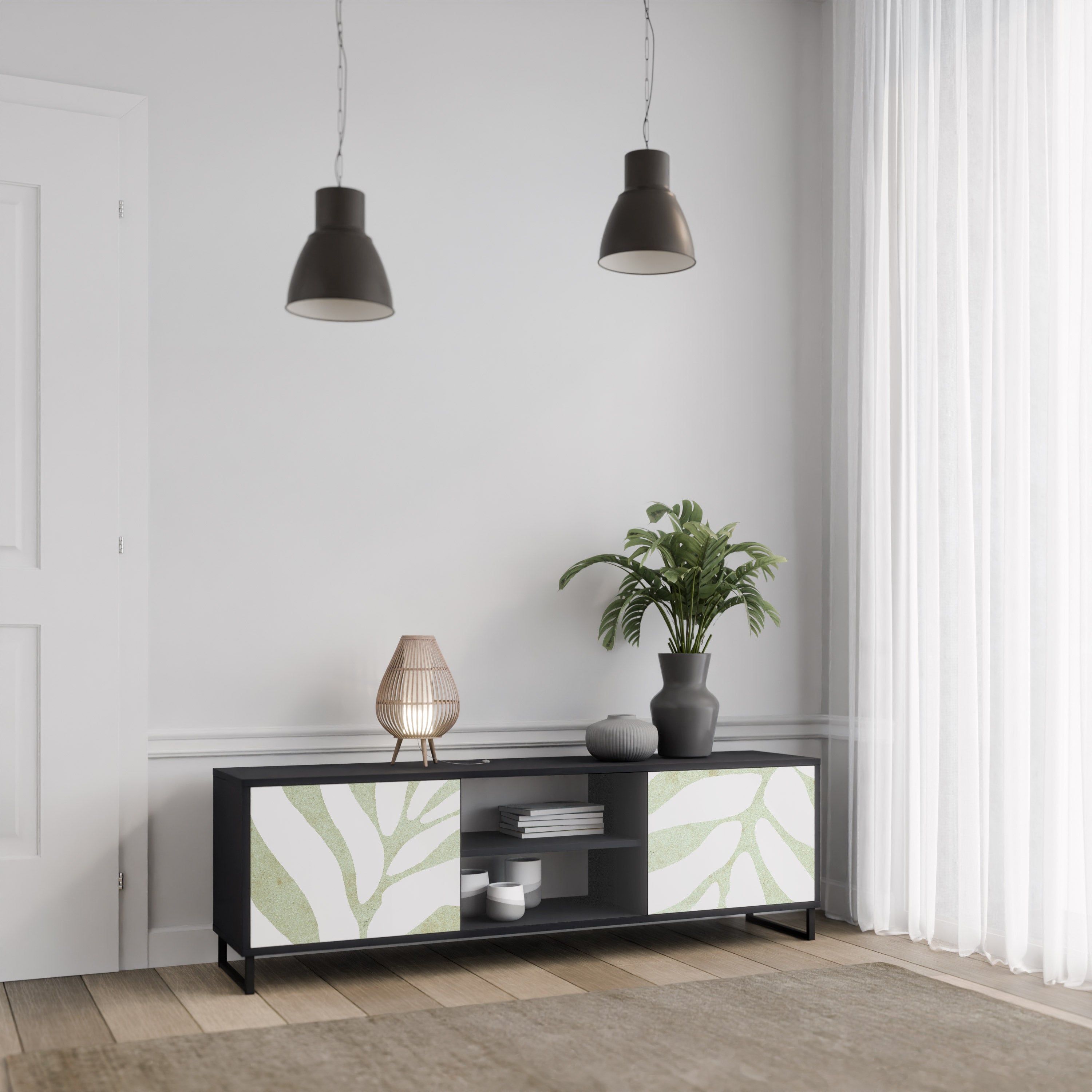 BOTANICAL SPARK 2-dörrars TV-bänk i svart finish
