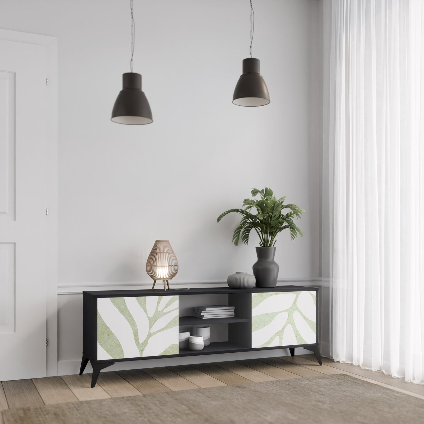 BOTANICAL SPARK 2-dörrars TV-bänk i svart finish