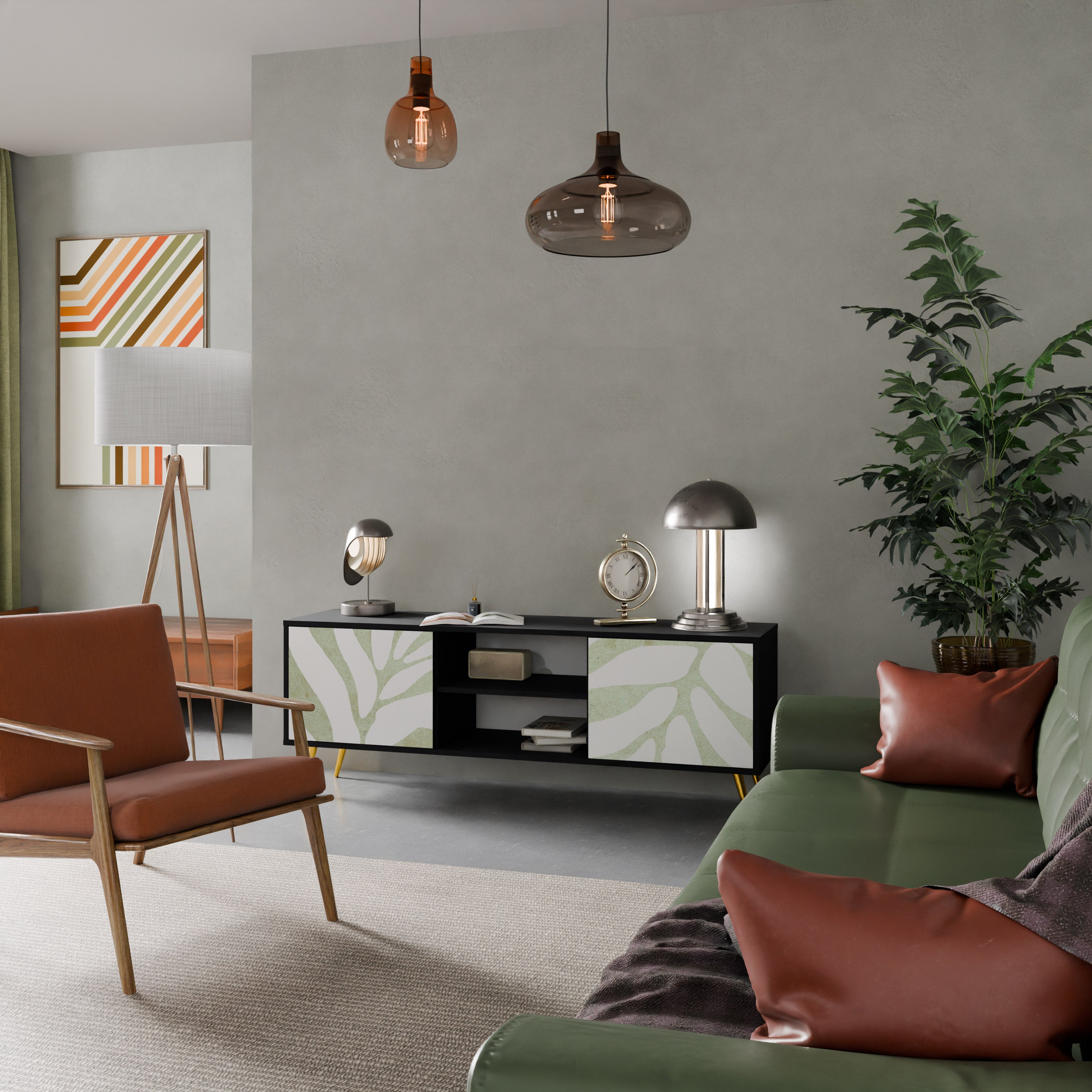 BOTANICAL SPARK 2-dörrars TV-bänk i svart finish