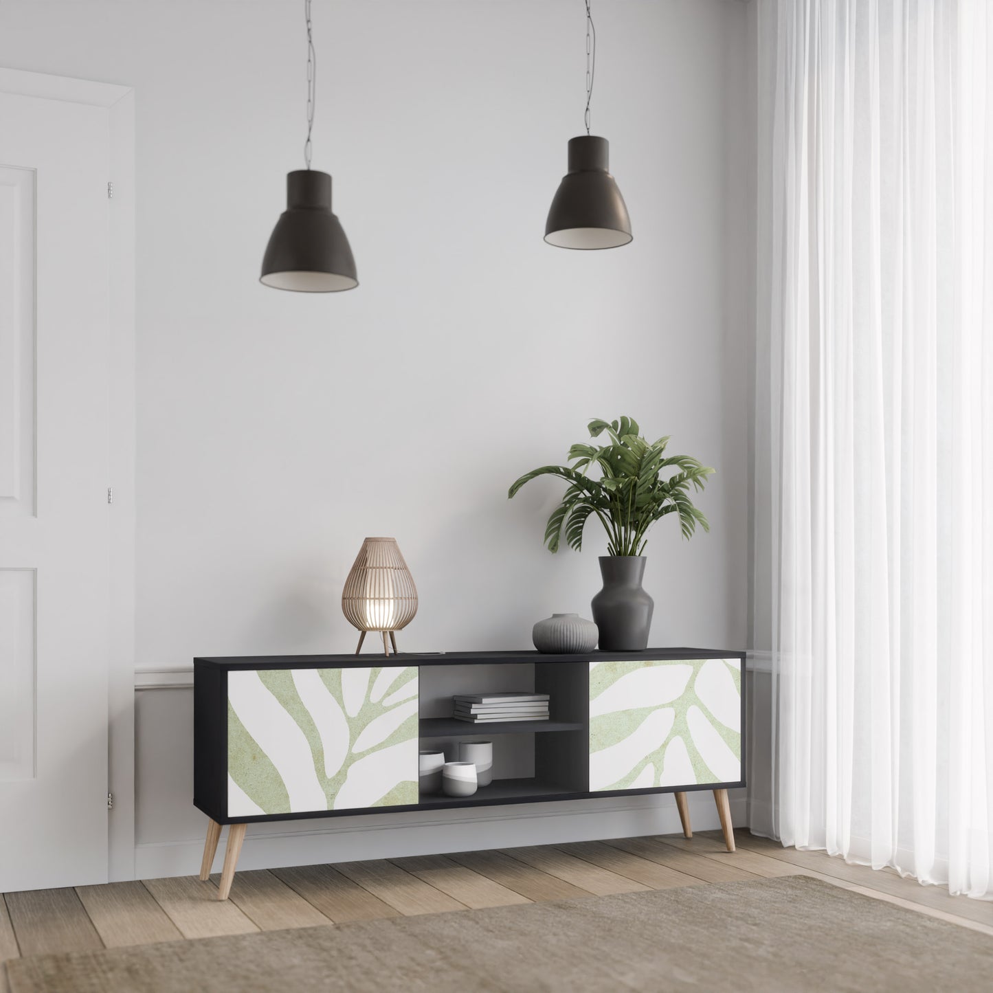 BOTANICAL SPARK 2-dörrars TV-bänk i svart finish