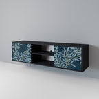 BLUE LEAVES 2-Door TV Stand in Black Finish