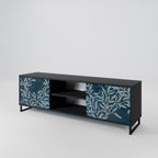 BLUE LEAVES 2-Door TV Stand in Black Finish