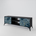 BLUE LEAVES 2-Door TV Stand in Black Finish