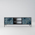 BLUE LEAVES 2-Door TV Stand in Black Finish