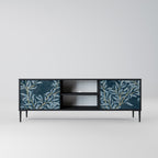 BLUE LEAVES 2-Door TV Stand in Black Finish