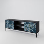 BLUE LEAVES 2-Door TV Stand in Black Finish