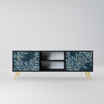 BLUE LEAVES 2-dörrars TV-bänk i svart finish