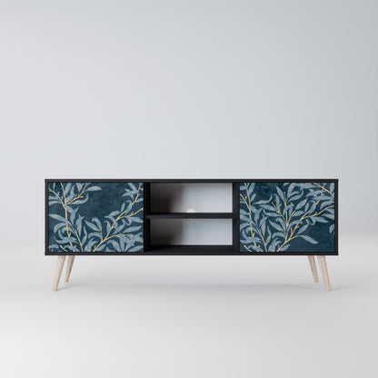 BLUE LEAVES 2-dörrars TV-bänk i svart finish