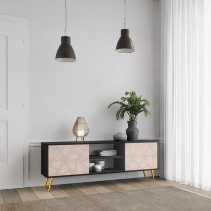 LÖV PÅ BEIGE 2-dörrars TV-bänk i svart finish