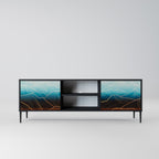 LUNAR SECRETS 2-Door TV Stand in Black Finish