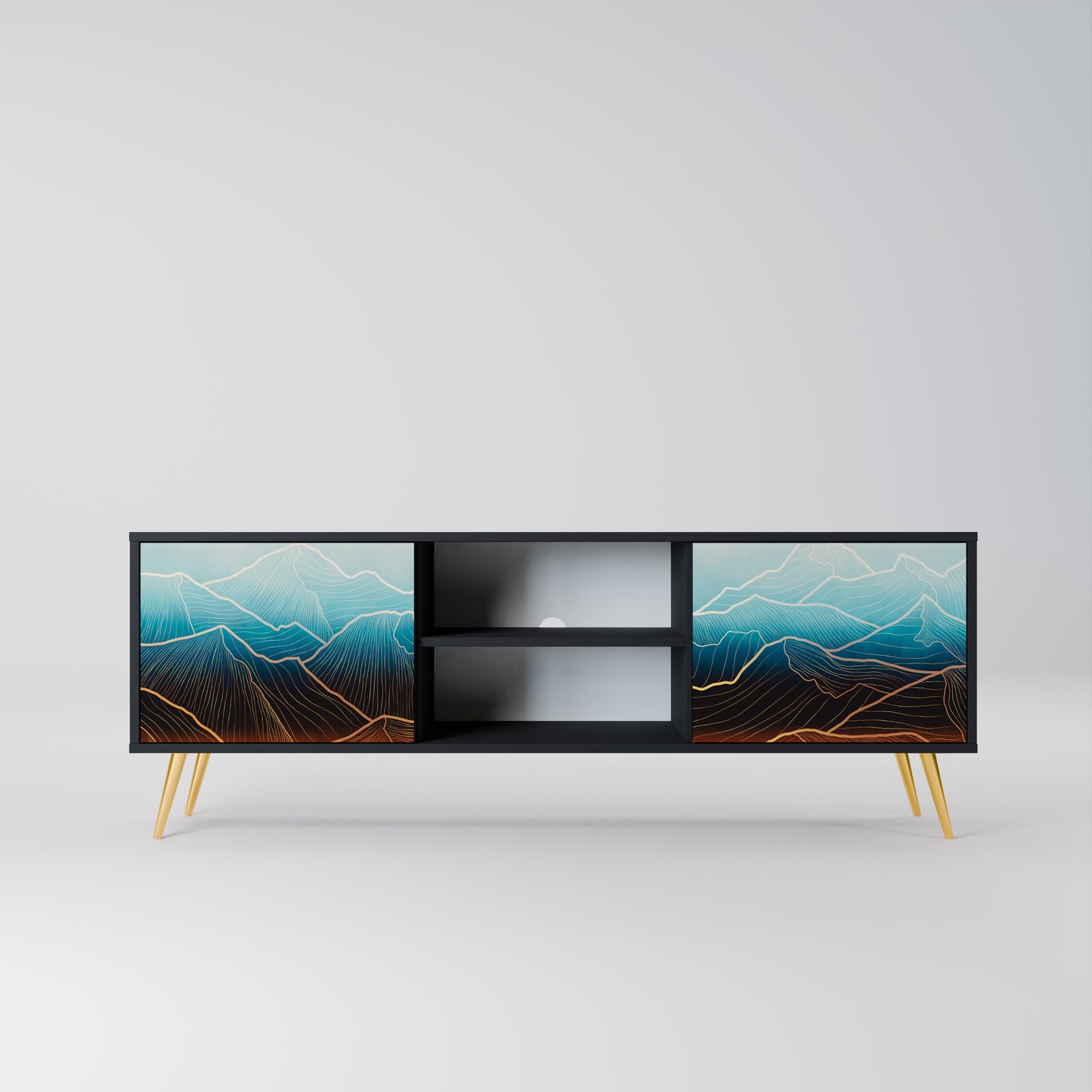 LUNAR SECRETS 2-dörrars TV-bänk i svart finish