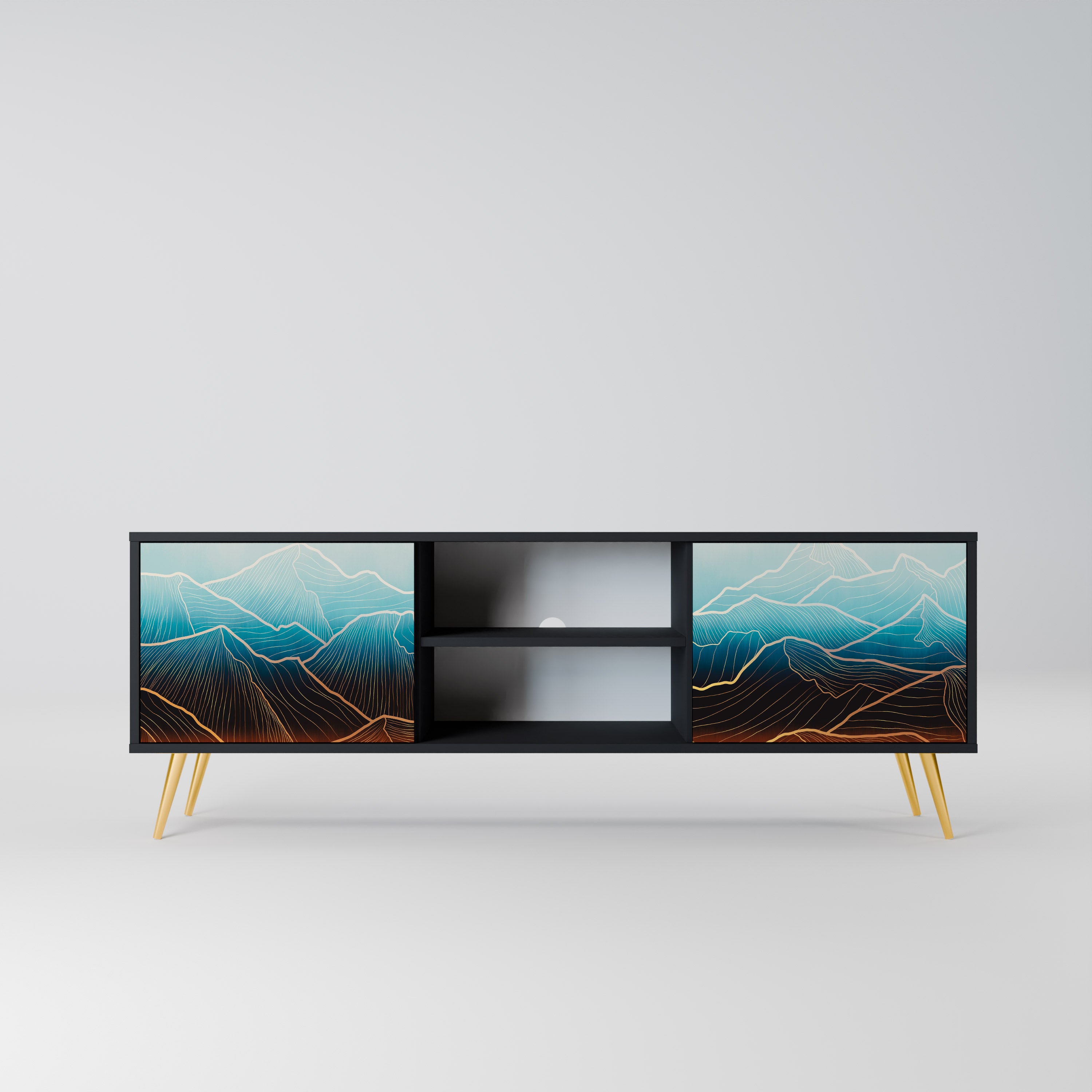 LUNAR SECRETS 2-dörrars TV-bänk i svart finish