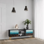 LUNAR SECRETS 2-Door TV Stand in Black Finish