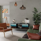 LUNAR SECRETS 2-Door TV Stand in Black Finish