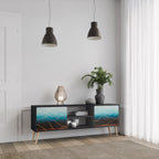 LUNAR SECRETS 2-Door TV Stand in Black Finish