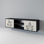 LEAFY STAMPS 2-Door TV Stand in Black Finish
