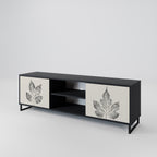 LEAFY STAMPS 2-Door TV Stand in Black Finish
