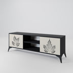 LEAFY STAMPS 2-Door TV Stand in Black Finish