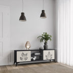 LEAFY STAMPS 2-Door TV Stand in Black Finish