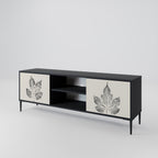 LEAFY STAMPS 2-Door TV Stand in Black Finish
