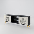 LEAFY STAMPS 2-Door TV Stand in Black Finish